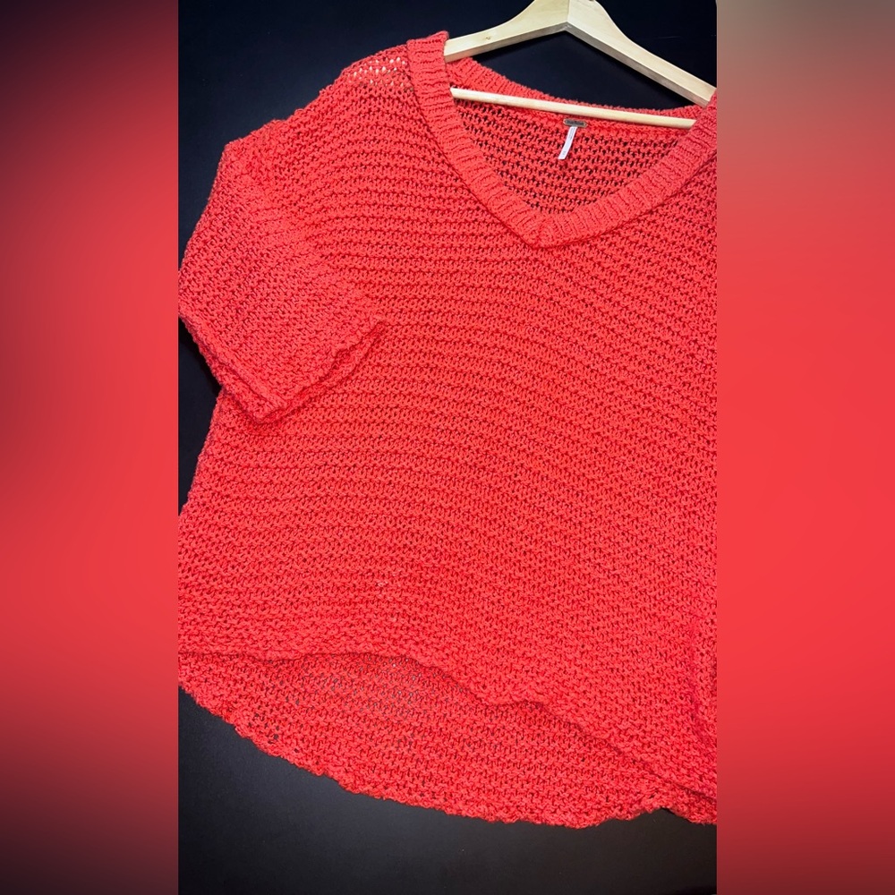Free people Reddish Orange  Park Slope Sweater Size Medium GIC